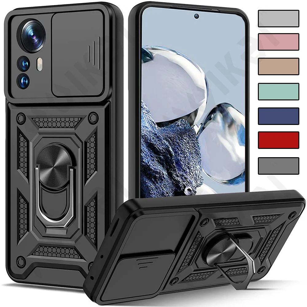 

Case For Xiaomi 12T 11T Pro 12 11 Lite Redmi Note 11 11S Pro Poco M4 X4 Pro Camera Slide Protector 360 Ring Armor PC Hard Cover