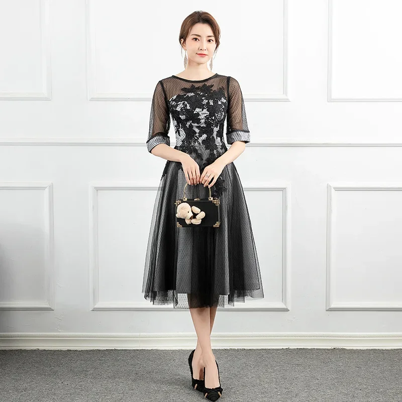 Сексуальное вечернее платье с иллюзией и круглым вырезом новинка 2025 модные