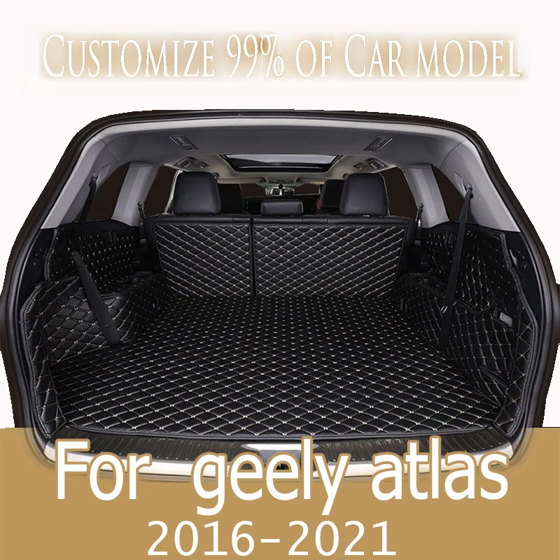 

Leather Car Trunk Mats For geely atlas 2016-2021 Anti-Dirty Protector Tray Auto durable boot carpets cargo liner mats