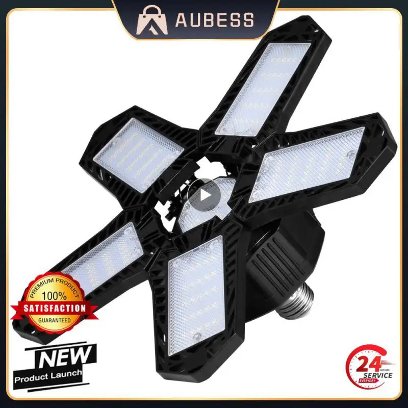

80W 100W LED Garage Light Industrial Lighting Deformation Folding Lamps High Bay Light Indoor for Garage Workshop Warehouse Home