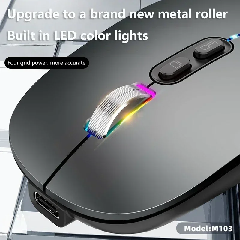 Фото Беспроводная мышь Lenovo, ультратонкая, 3 режима, 2,4G USB и 2 Bluetooth, индикатор заряда, эргономичная, перезаряжаемая, бесшумная, для ПК и ноутбуков №4