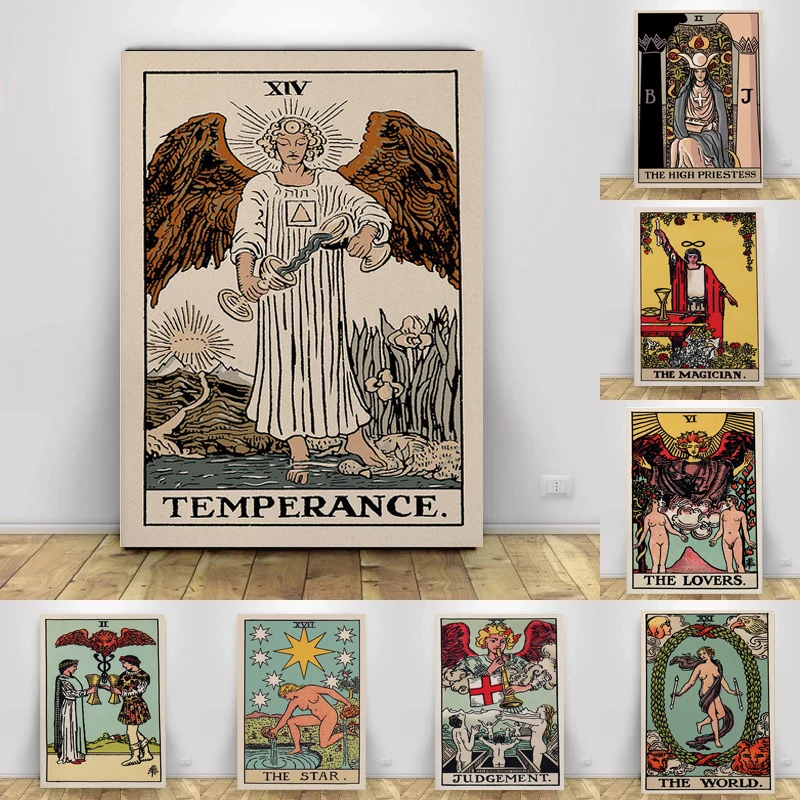 

Goddess Tarot Card Poster Mythology Decoration Wall Art Pictures Canvas Painting Magician Priestess Living Room Home Decor