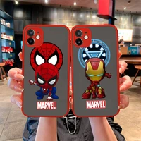 marvel spider man deadpool iron man phone case for iphone 13 12 11 pro mini max xs x 8 7 plus se xr matte transparent light red
