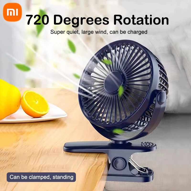 Портативный мини-вентилятор Xiaomi с USB ручной перезаряжаемый вентилятор прищепкой
