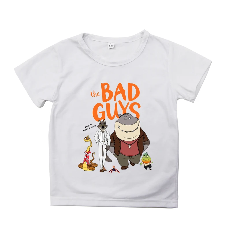 

2022 Summer New The Bad Guys Children's Boys T Shirt Kawaii Wolf Casual Clothes Harajuku Cartoons Tee Funny Kids t-shirts Tops