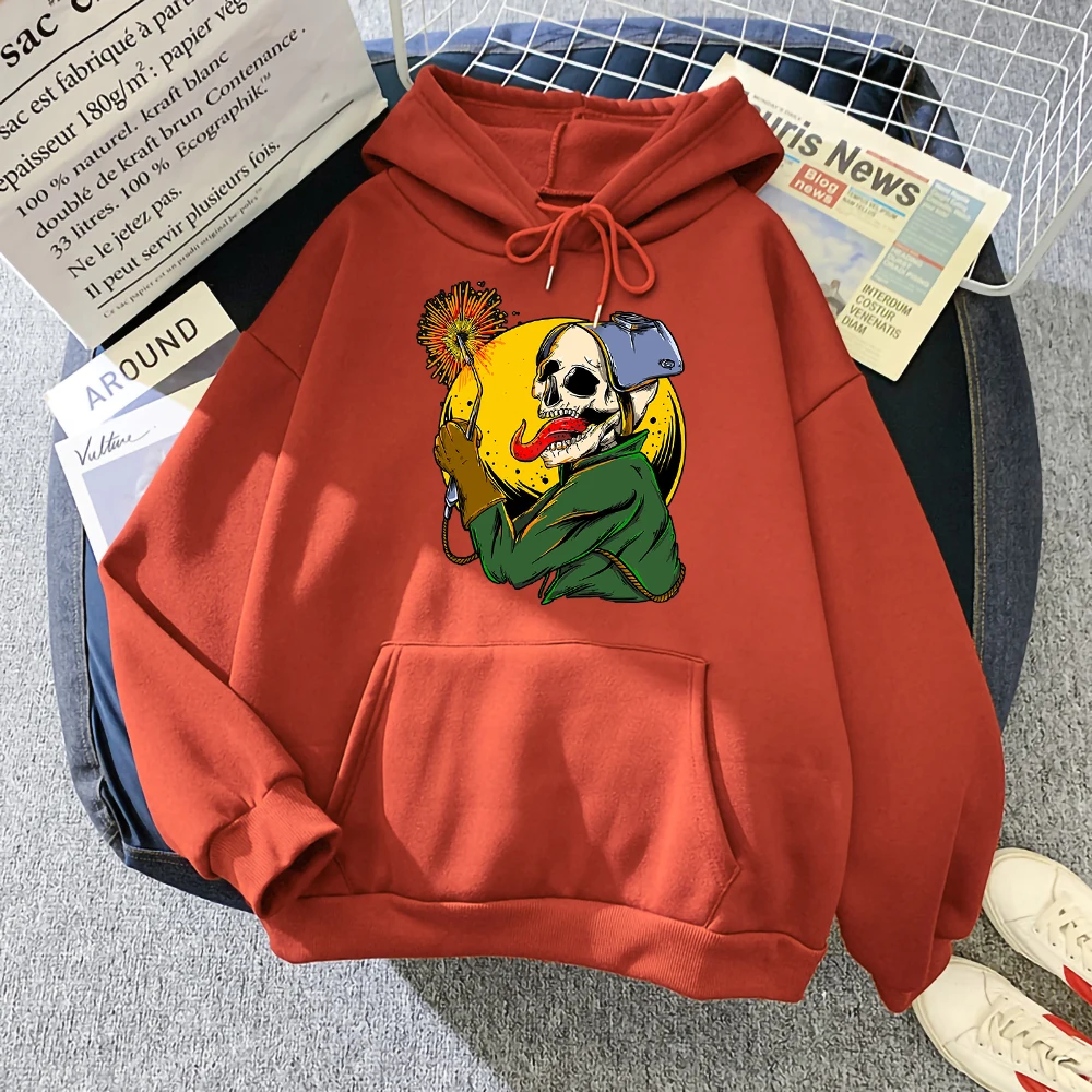 

Skull Welder Horror Cartoon Prints Man Hoodies Street Fashion Pullover Shoulder Drop Clothing Autumn Fleece Warm Tops Men Hooded
