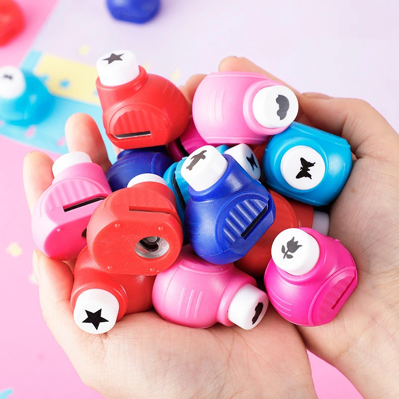 Baby Drawing Toys Embosser Hole Punch Mini Printing Paper Hand Shaper Scrapbook Tag Card Craft DIY Punch Cutter Tool Kid Gift