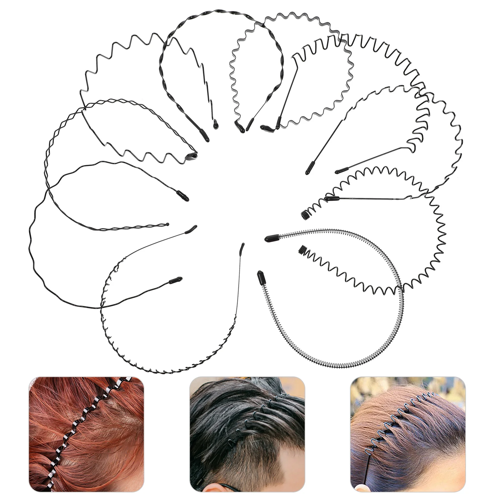 

10pcs Metal Hair Band for Boys Spring Wave Headband Metal Headband for Men Hair Bands Men Spring Wave Hair Accessories