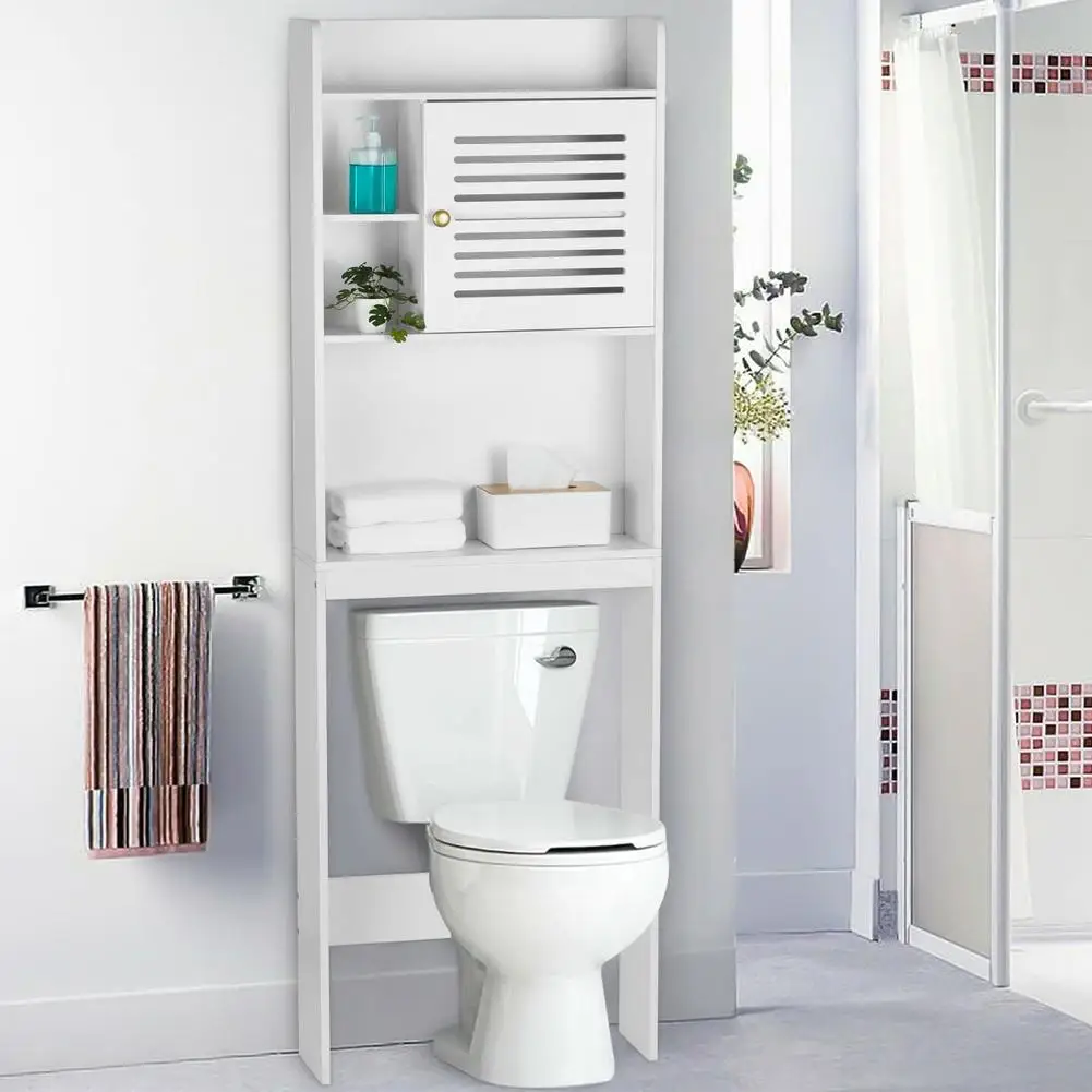 

White Over The Toilet Storage Cabinet for Bathroom Laundry Storage Toilet Storage Shelf with Adjustable Shelf