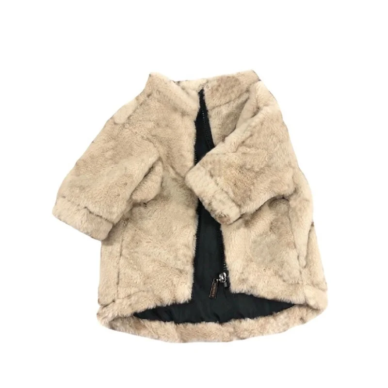 

Winter Dog Clothes Luxury Designer Printed Leopard Print Plush Jacket Thickened Warm Small Dog French Bulldog Schnauzer Fashion