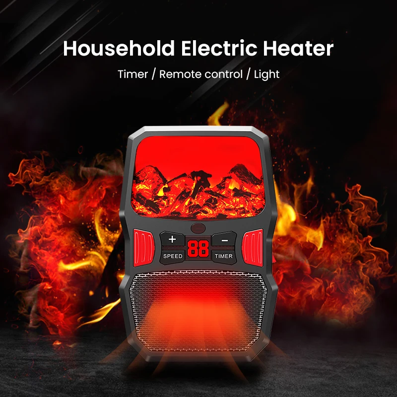 

1000W Electric Heater Strong Desktop Fan Heater Fast Heating Warm Air Blower With Timer Home Office Warmer Machine for Winter