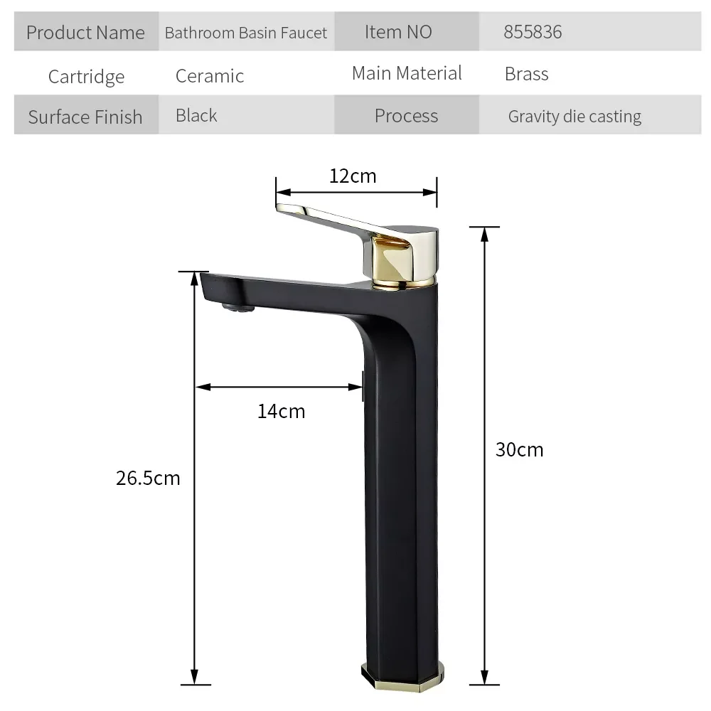 

Basin Faucets Black Gold Finish Basin Mixer Tap Bathroom Hot and Cold Brass Toilet Sink White Water Tap Crane DG20-0744