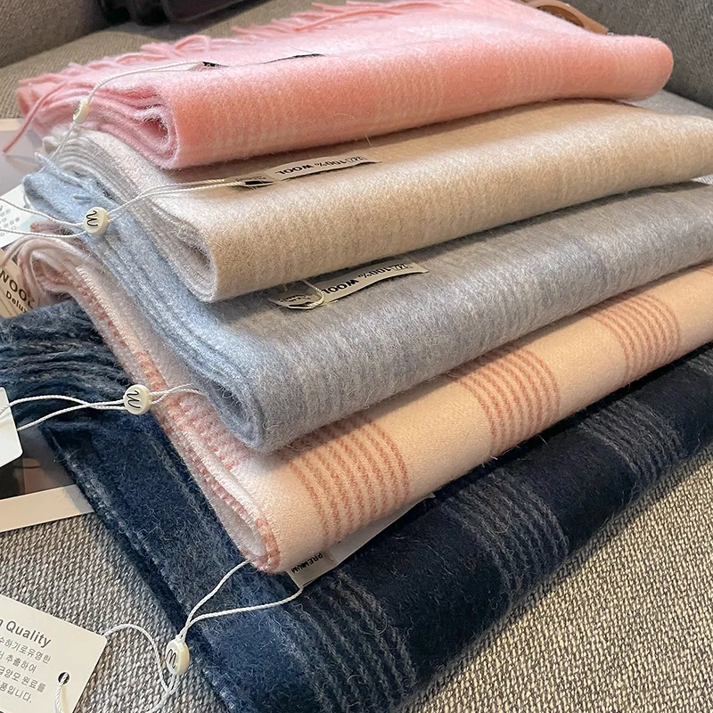 Роскошный зимний толстый теплый клетчатый шарф из 100% шерсти для женщин модная