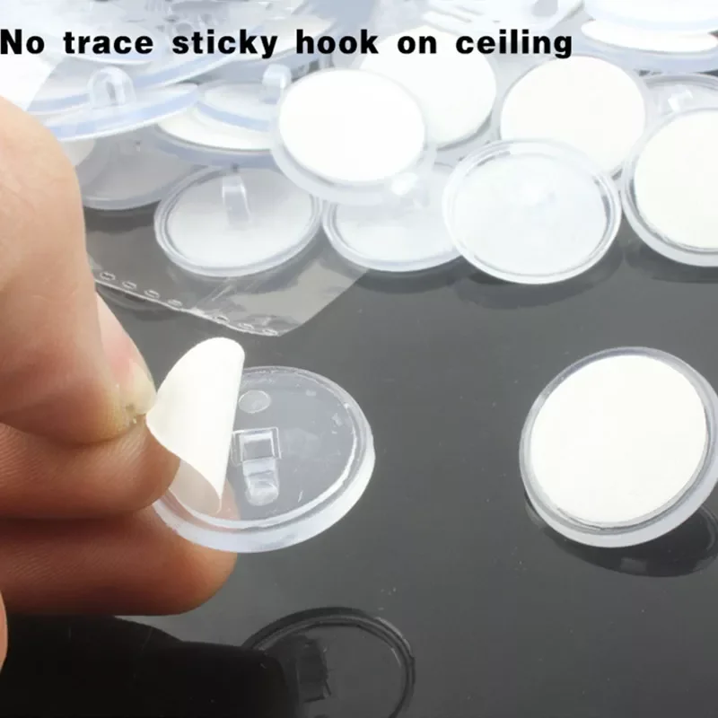

30 Pcs Transparent Strong Hook Self Adhesive Christmas Seamless Hanging Flag Hooks Round Small Disc Wall Storage Organization