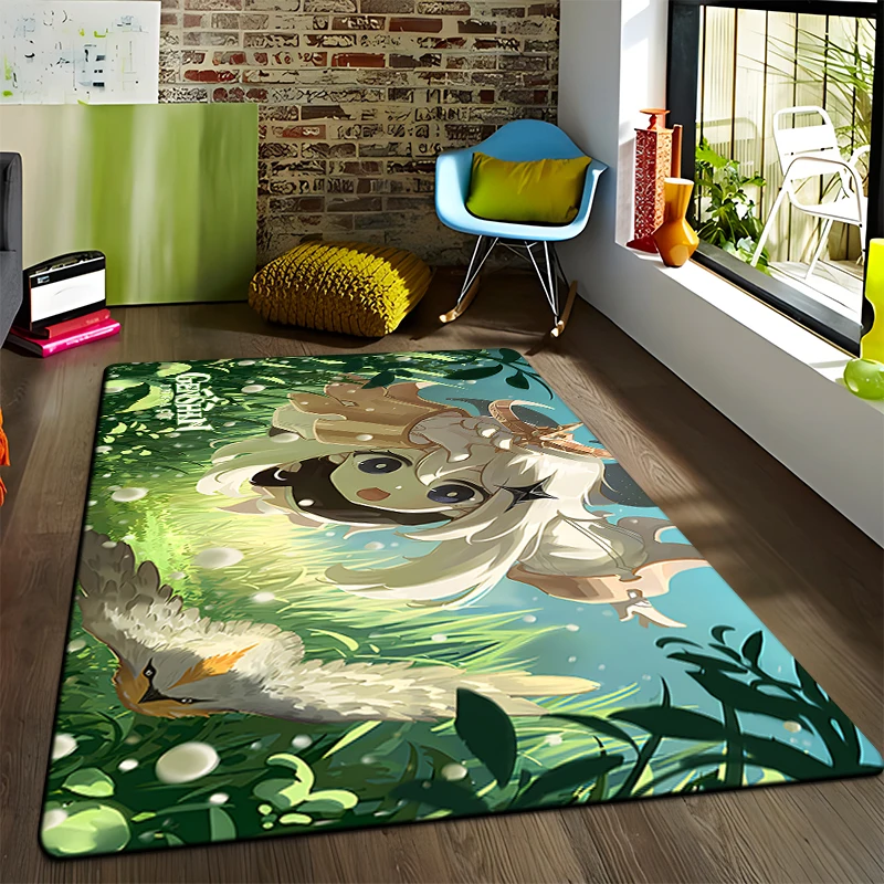 Anime Genshin Carpets Living Room Decoration Bedroom Parlor Tea Table Area Rug Mat Soft Flannel Large Rugs and Baby Gift Carpet
