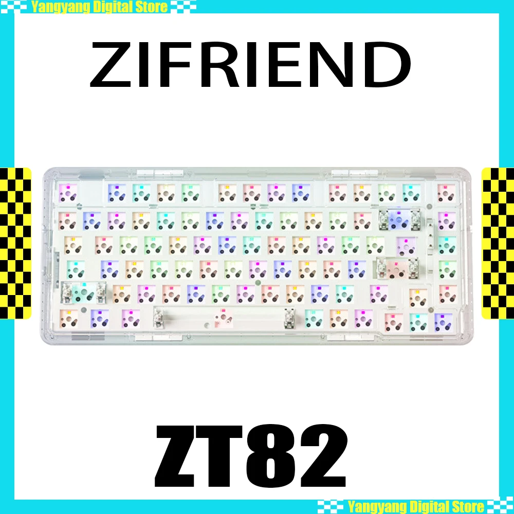 Прозрачная механическая клавиатура Zifriend Zt82 Bluetooth три режима режим горячей замены