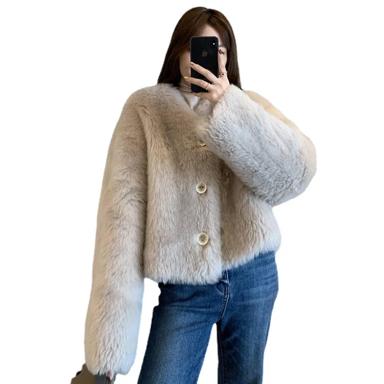 Lamb wool sheep sheared thick fur coat