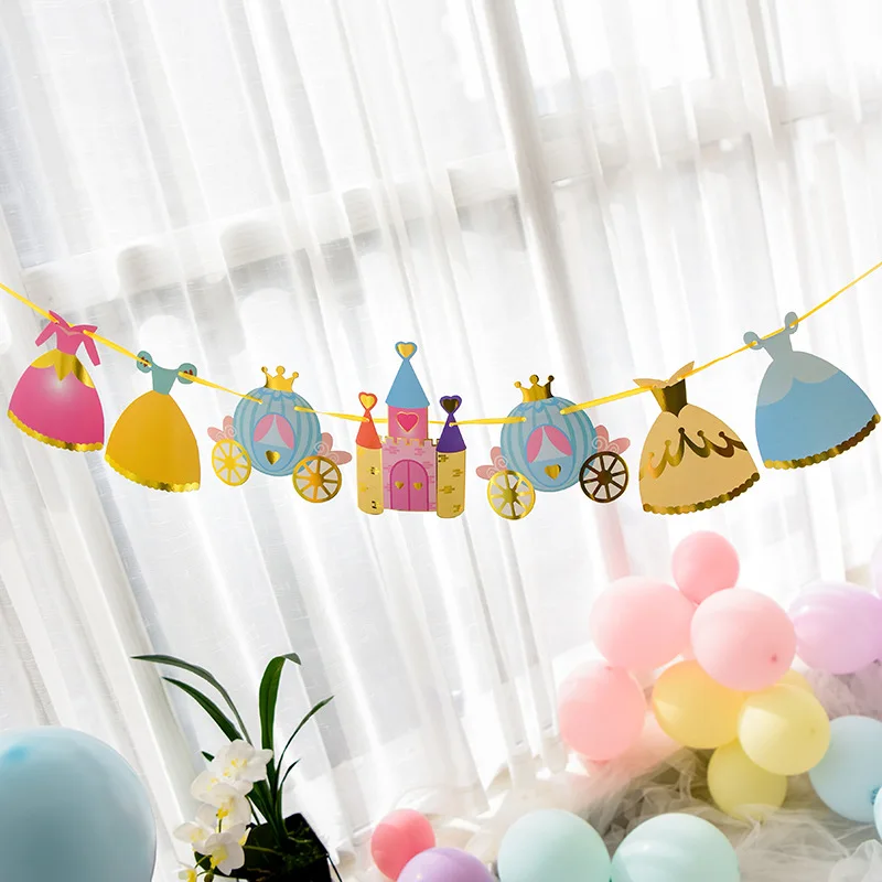

Princess Castle paper flag Colorful Paper Pennant Flag Party Supplies Banner Garland Wedding Baby Birthday Party Decoration