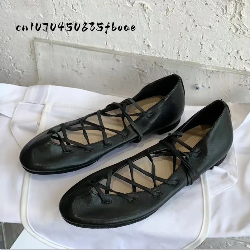 

Women's Flat Casual Shoes Genuine Leather Bandage Solid Color Top Quality Luxury Fashion Comfortable Loafers Female