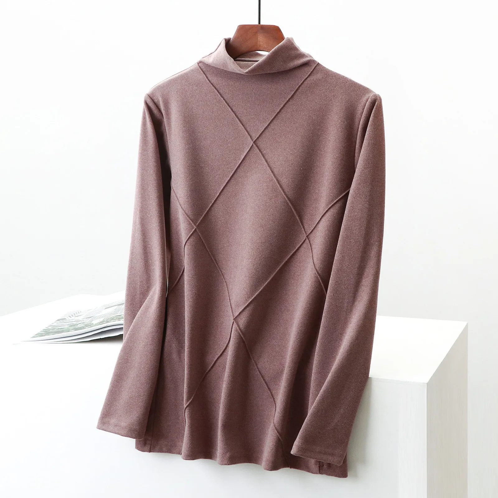 Женская повседневная осенне-зимняя разноцветная вязаная термоводолазка с