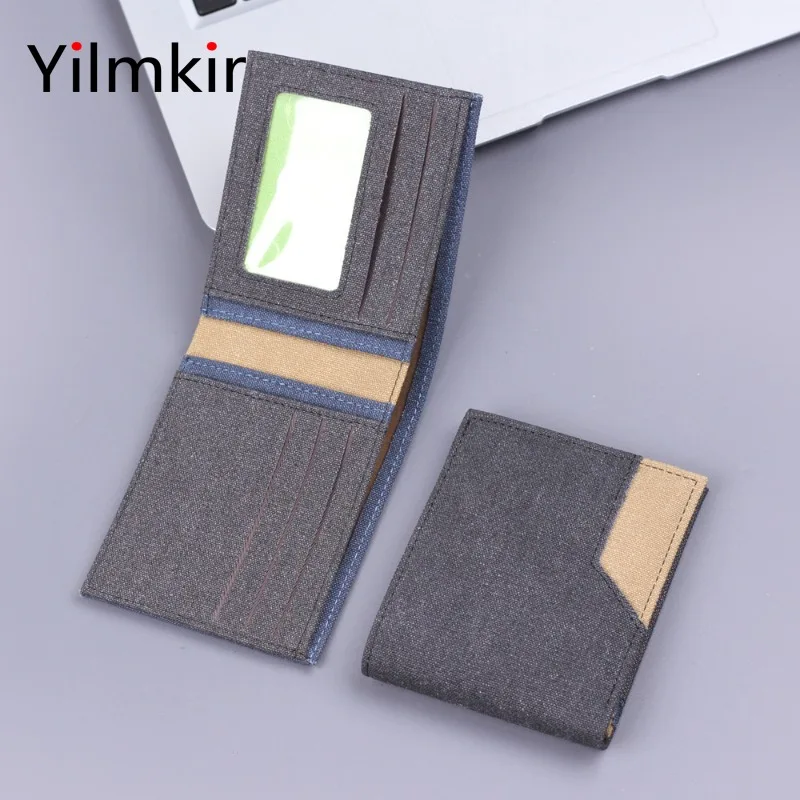 Мужской Парусиновый Джинсовый Короткий Кошелек Стильный Модный С Несколькими