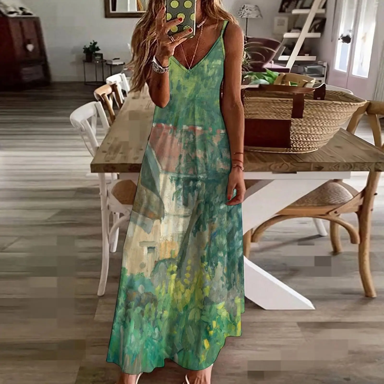 Paul فاzanne House of Père Lacroix 1837 длинное платье без рукавов с рисунком женское летнее