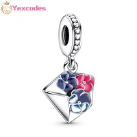 2pcslot early summer pansy envelope charm charm ladies pendant brand women bracelet necklace holiday party gift