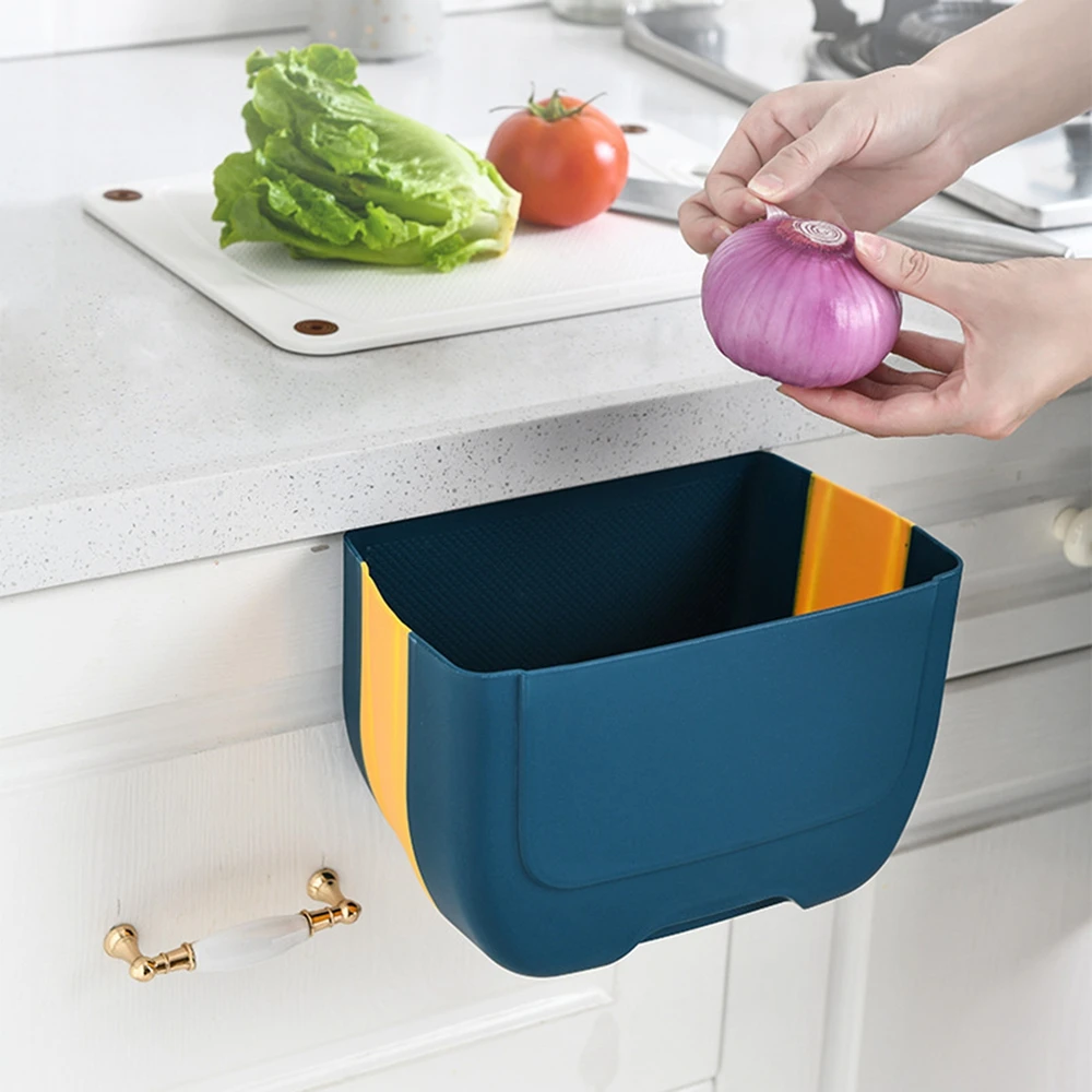 

Foldable Wall Mounted Trash Bin Waste Bin Cabinet Door Hanging Trash Bin Garbage Recycle Dustbin Trash Can Kitchen Bathroom 1pc