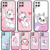 cute marie cat phone case for samsung a32 a52 a52s a72 a02 a22 a03 a02s a03s a13 a53 a73 a23 a13 4g 5g lite core black luxury