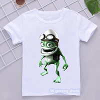 t shirt for boys crazy frog anime cartoon print childrens tshirts hip hop boys clothes white short sleeved tops drop shipping