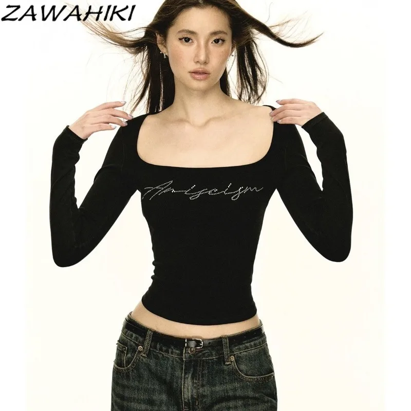 Y2K эстетичная тонкая шикарная Дизайнерская футболка с надписью женская