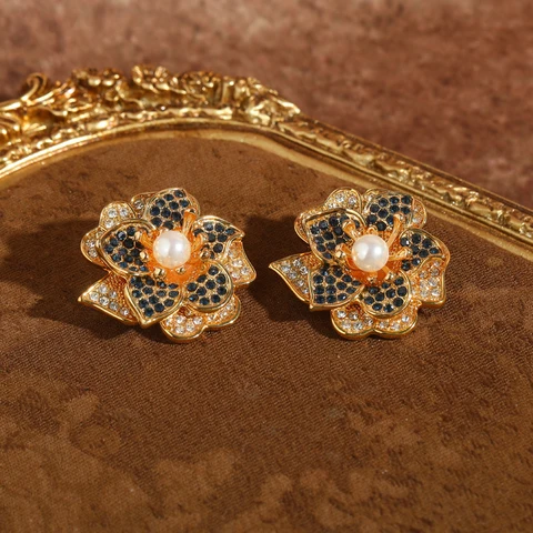 Серьги-гвоздики STALAIT горный хрусталь золото