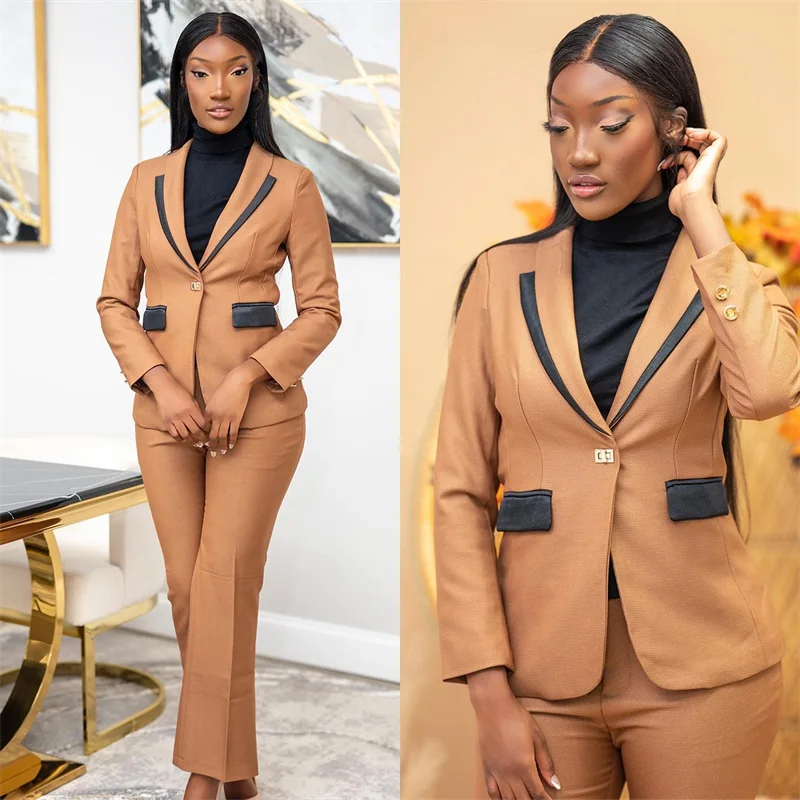 

Tailored Made Women Pants Suits Set Spring Fashion Office Lady Slim Fit Prom Formal Guest Wear For Wedding 2 Pieces