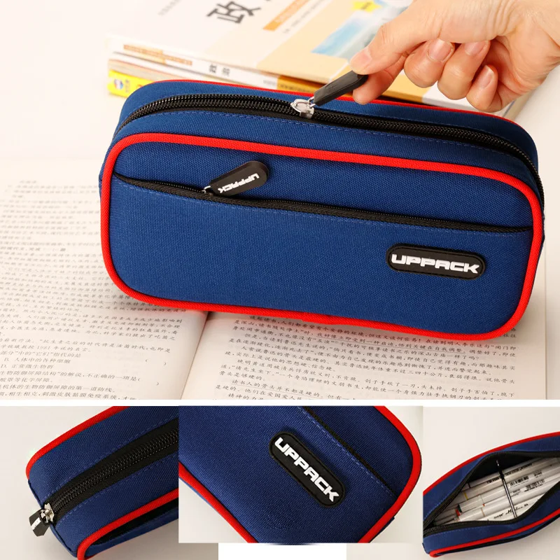 

Simplicity Pencil Case High Quality 2 Layer Fashon Solid Color Ployster Pencil Bag Large Quantity Stationery Storage Bag Student