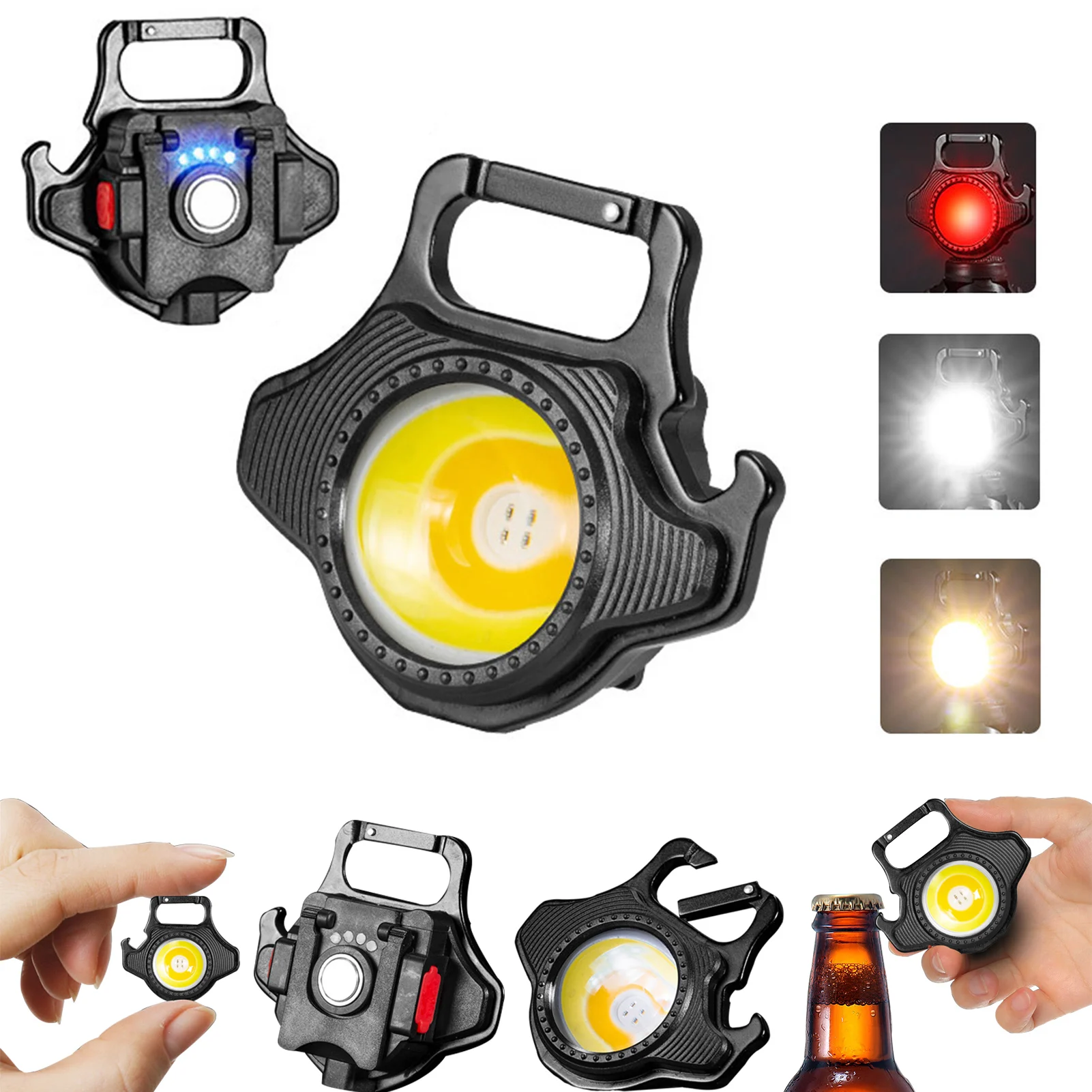 

Camping Flashlight Portable Key Light Rechargeable Hangings Bright Lamp Powerful Flash Light For Camping Self-defense Fishing