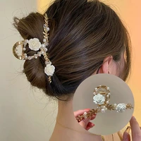 2022 hair alloy claw clip clamp for women girl flower rhinestone pearl korean handmade rose tassel fashion head gift accessories