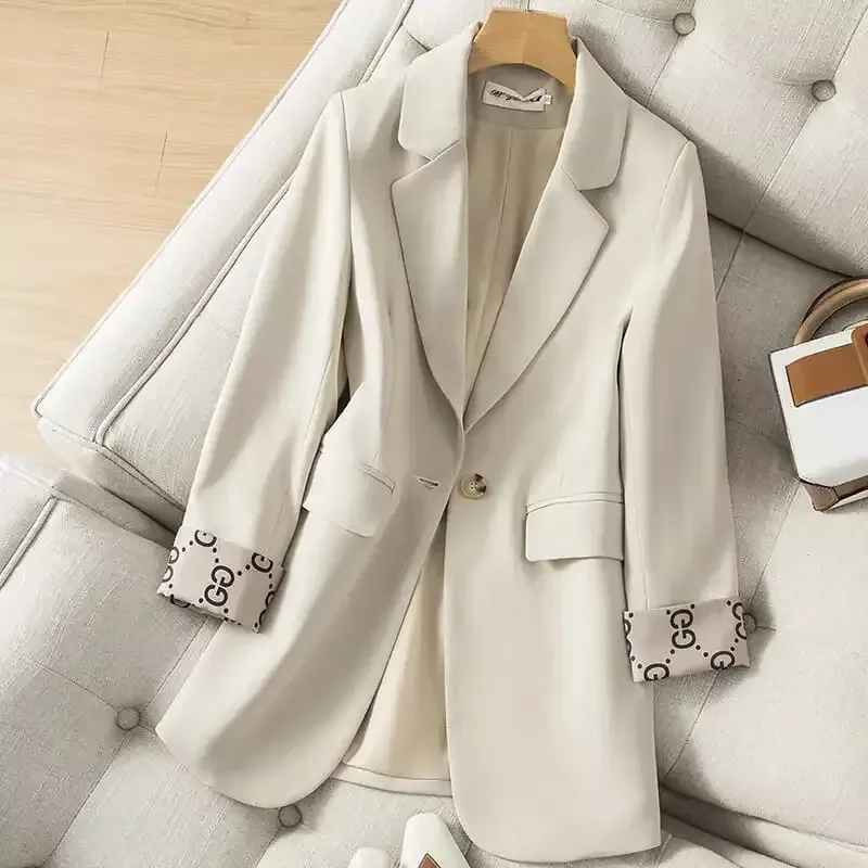 

New in 2022 Suit Jacket Trendy Patchwork Korean Chic Spring Loose Pockets Ladies Wild Elegant Coats Single Button Female Blazer