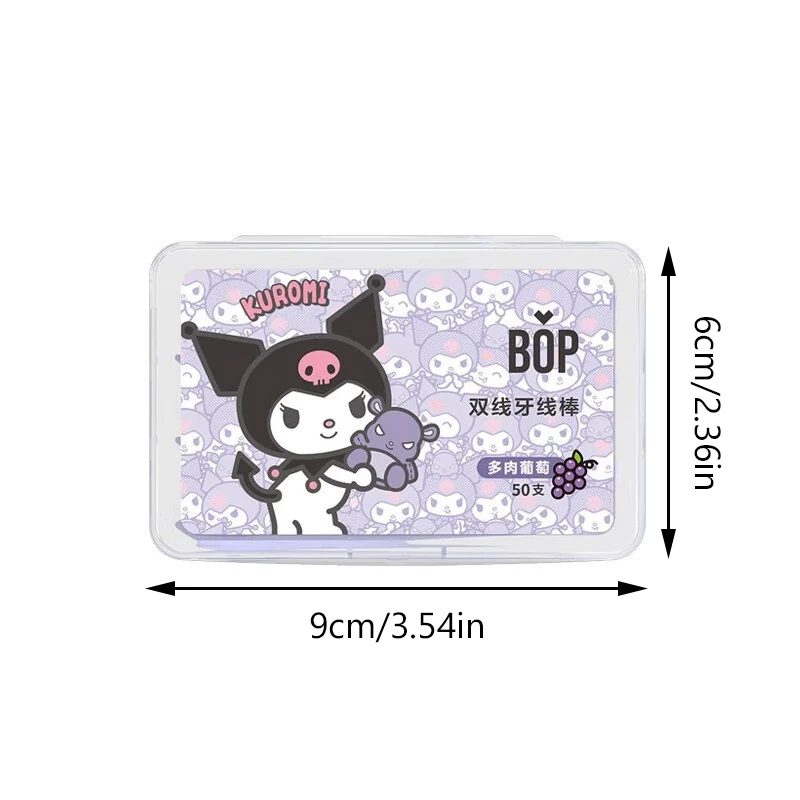 50 шт. Sanrio Kuromi Floss Toothpick My Melody Fruit Flavor Dental Pick Зубочистка Засіб для чистки зубов с
