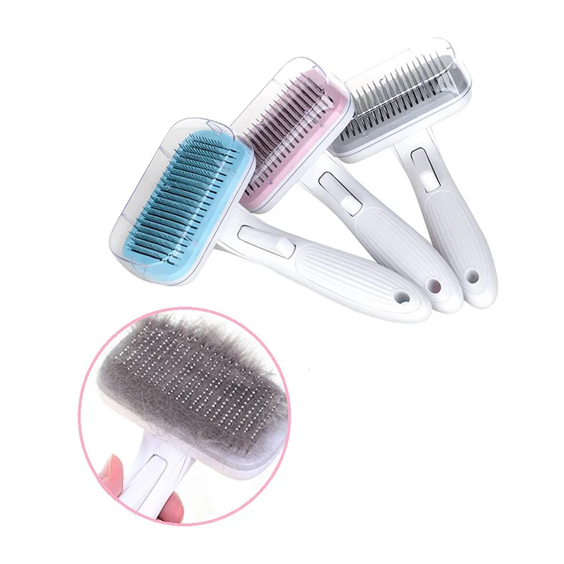 

Щетка для шерсти домашних питомцев, расческа для кошек, уход за кошками, средство для удаления шерсти, бриллиантовая игла, самоочищающаяся щетка для груминга домашних животных