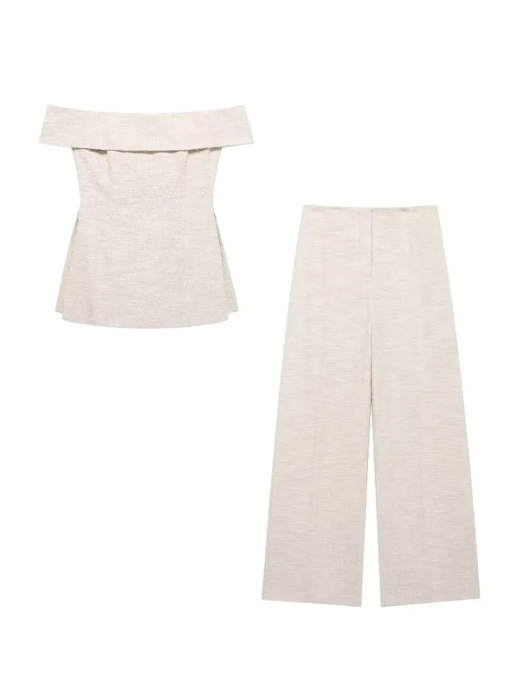 Женский комплект из 2 предметов TRAFZA свободные брюки с завышенной талией на молнии