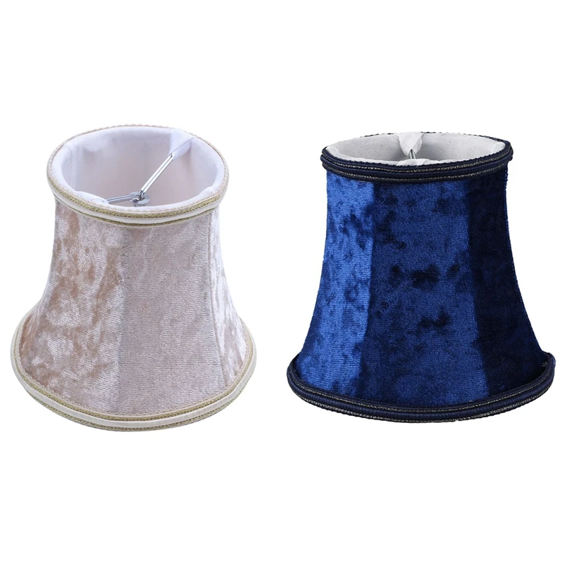 

2 Pcs E14 Handmade Lampshade For Modern European Style Wall Sconce Lamp, Crystal Lamp, Light Gold & Dark Blue
