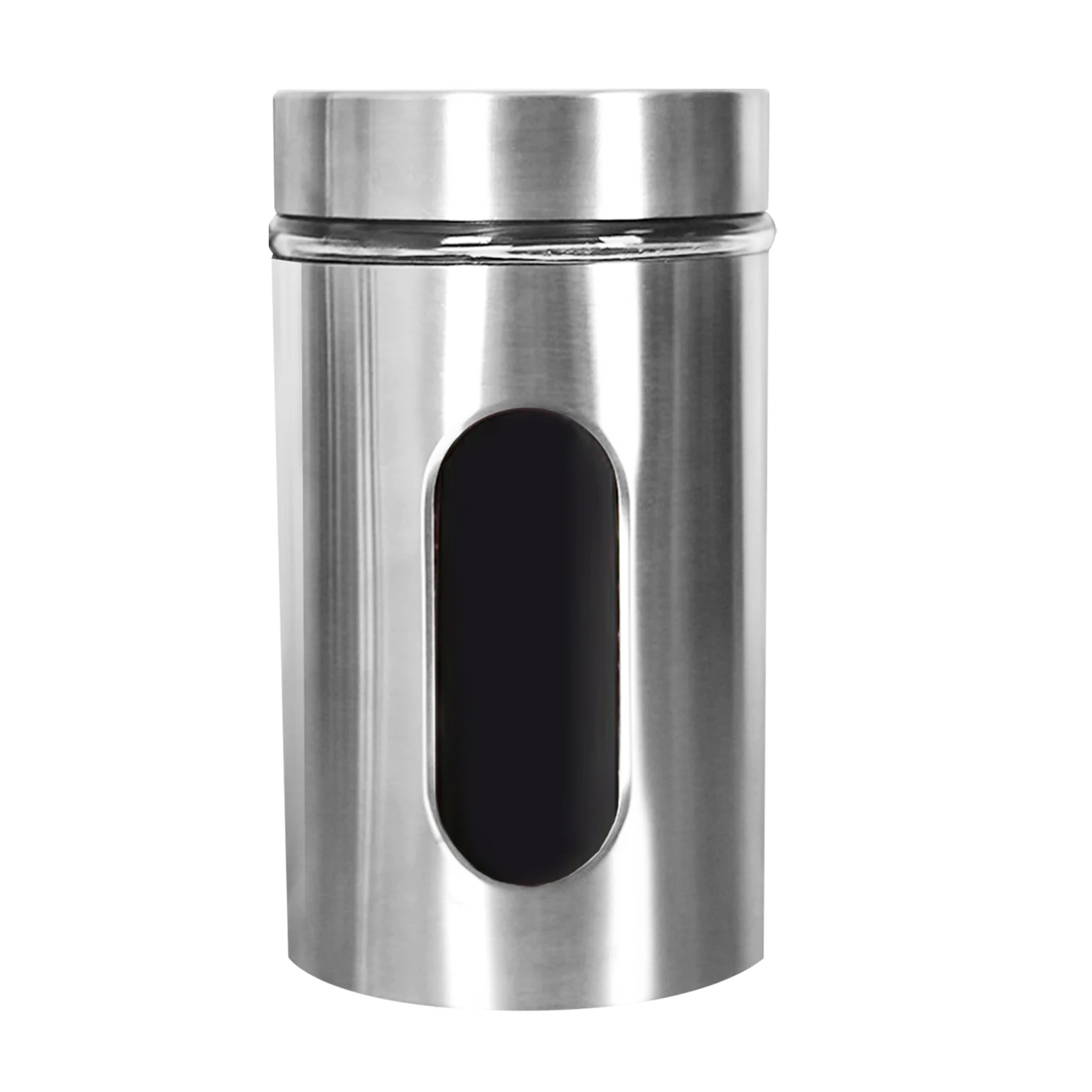 

950ml Home Use Glass Viewing Window Airtight Lids Sugar Caddy Kitchen Canister Sealing Stainless Steel Silver Food Dried