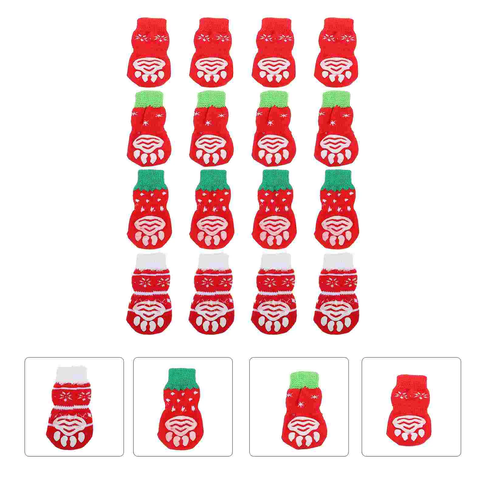 

Socks Dog Pet Christmas Paw Cotton Knittedpuppy Shoes Sock Boot Nonslip Knit Protector Warm Cat Protectors Boots Rain Foot