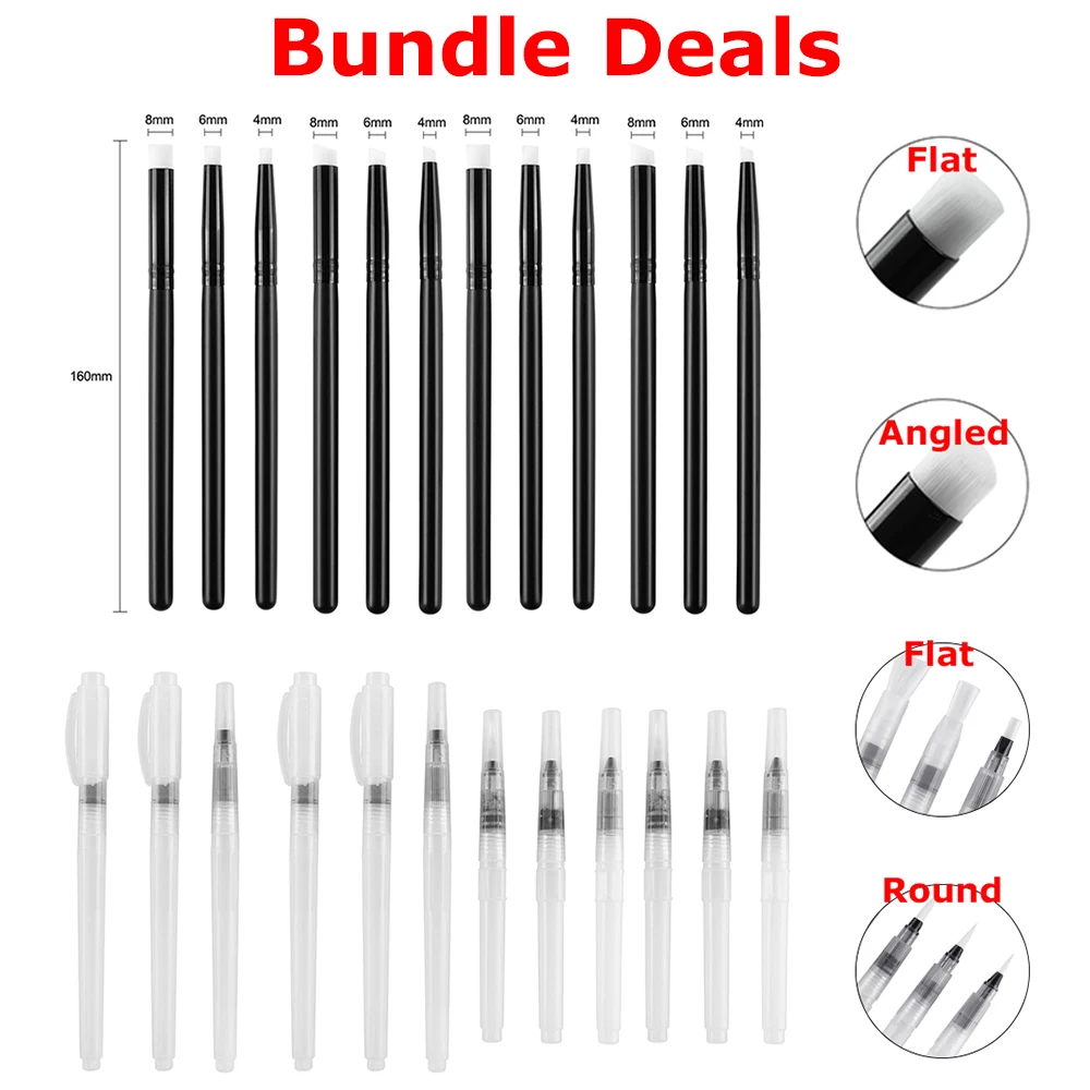 

Bundle Deals Flat /Angled Detailed Blending Brushes Soft Watercolor Brush Pens for Calligraphy Painting Brush Ink Art Project