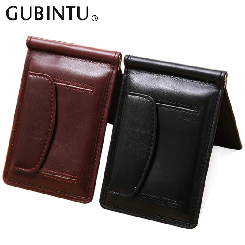 New Fashion Small Men's Leather Money Clip Wallet With Coin Pocket Card Slot Cash Holder ID Bag Magnet Hasp Mini Purse For Male