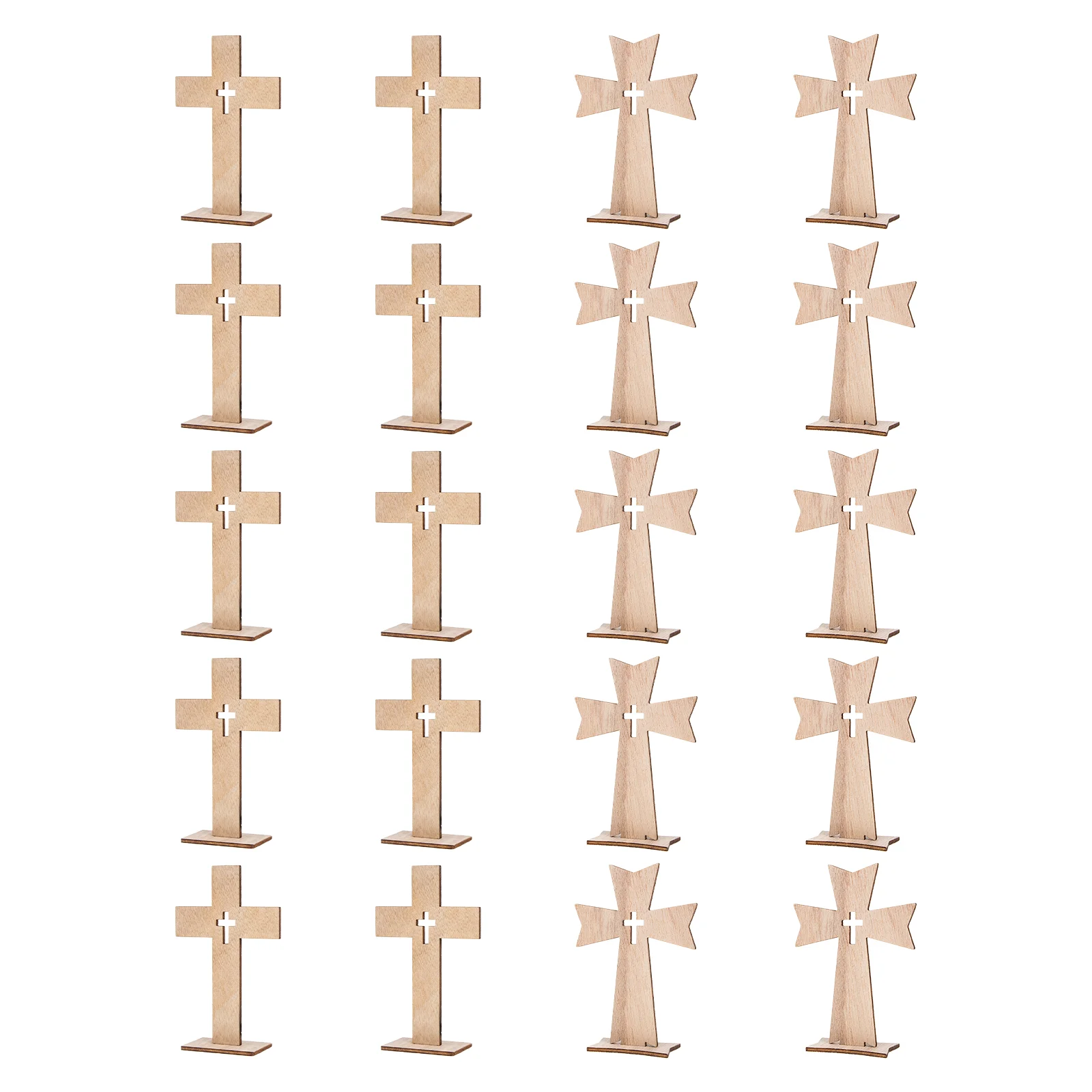 

20 Sets House Decorations Home Cross Ornament Wooden Craft Charm Collection Office