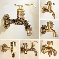 anituqe bronze washing machine crane decorative outdoor faucet vintage garden bibcock tap wall mounted mop faucet brass wf
