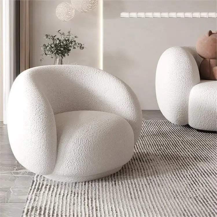 Фото Кресло-шезлонг ATUNUS Small Teddy Boucle: современное роскошное одноместное кресло для отдыха и гостиной №1