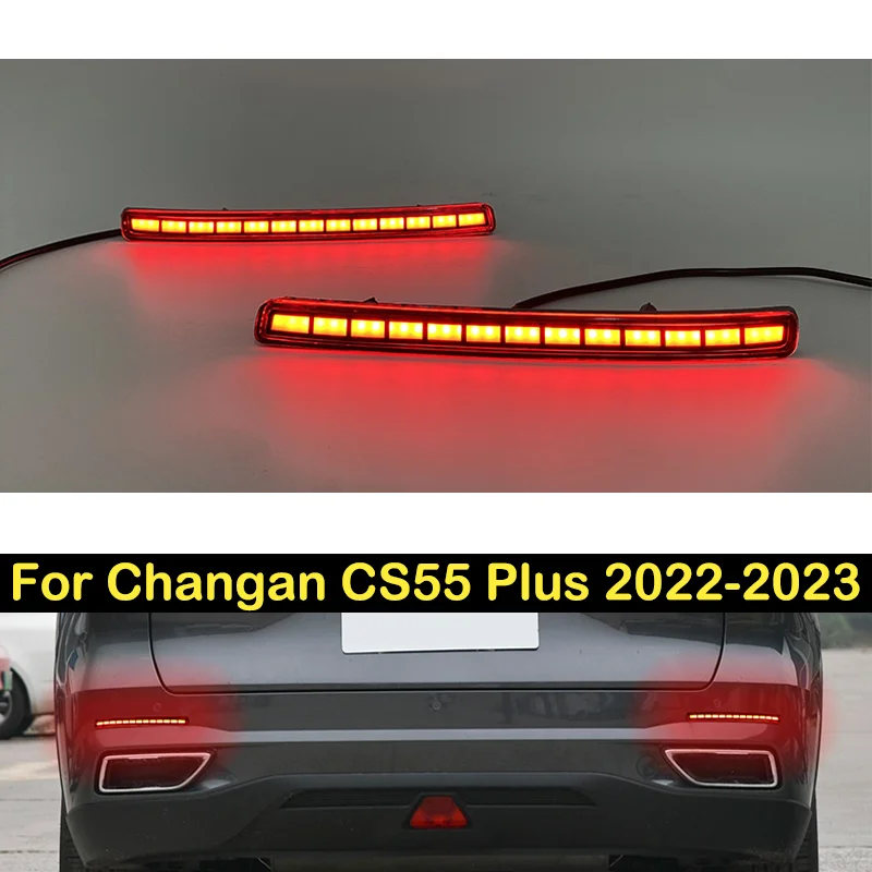 

DECHO пара светодиодных фонарей заднего бампера для Changan CS55 Plus 2 поколения 2022 2023 Светодиодный потоковый фонарь Задний стоп-сигнал Стоп-сигнал