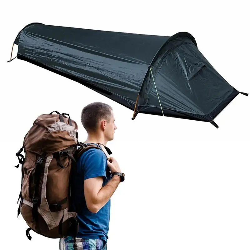 Ultralight Bivvy Bag Tent Compact Single Person Larger Space Waterproof Backpacking Tent Outdoor Camping Sleeping Bag Tent For